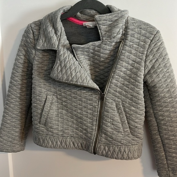 Gray Quilted Stretch Moto Jacket 5 T - Picture 5 of 8
